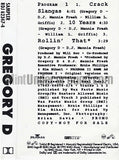 Gregory D & DJ Mannie Fresh: Sampler (Crack Slangas, 10 Years & Rollin' That): Cassette Single: Promo