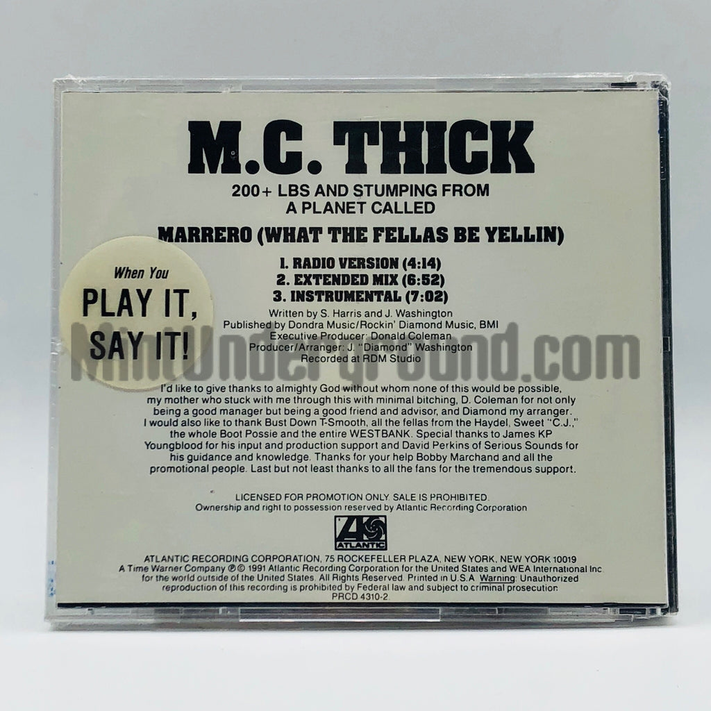 M.C. Thick/MC Thick: Marrerro (What The Fellas Be Yellin): CD Single M.C. Thick/MC Thick: Marrerro (What The Fellas Be Yellin): CD Single