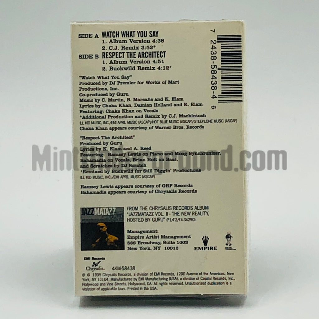 Guru: Watch What You Say/Respect The Architect: Cassette Single Guru: Watch What You Say/Respect The Architect: Cassette Single