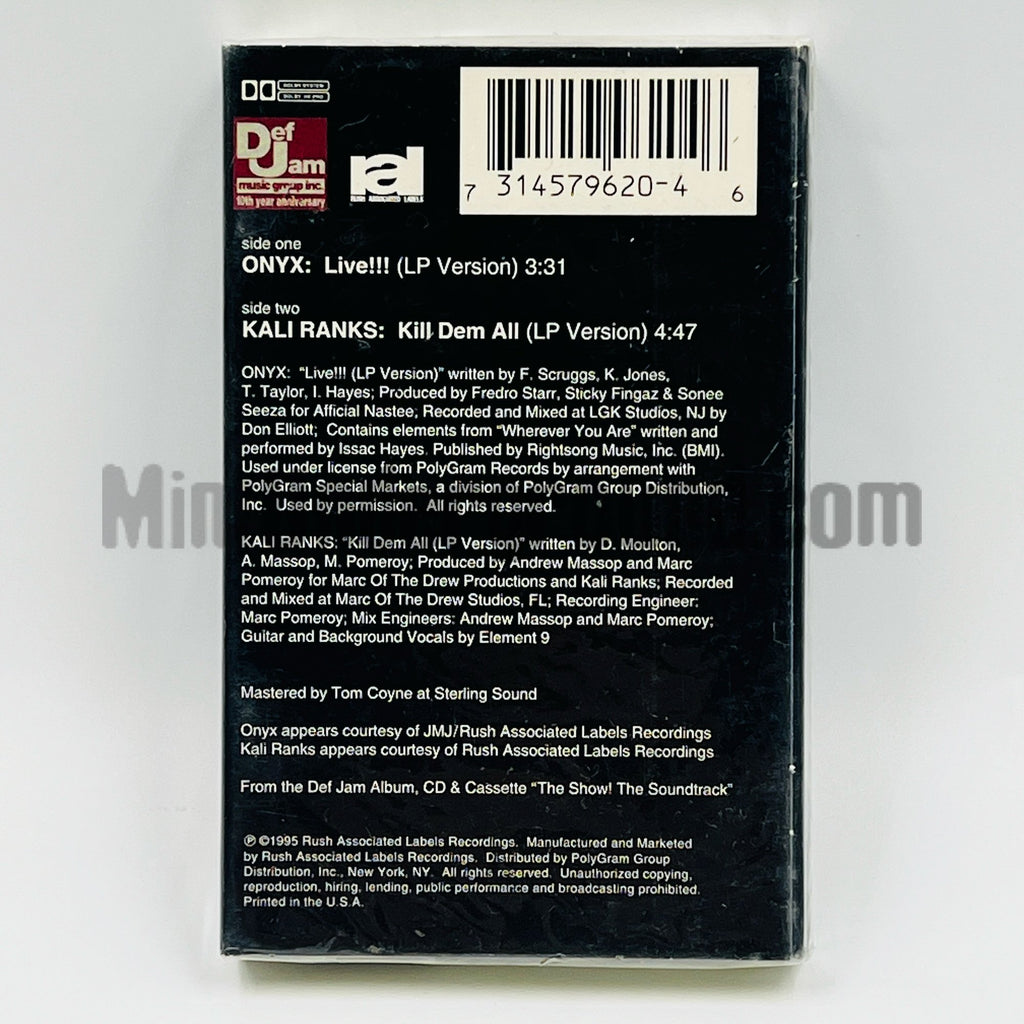 Onyx/Kali Ranks – Live!!!/Kill Dem All Cassette Single, back cover