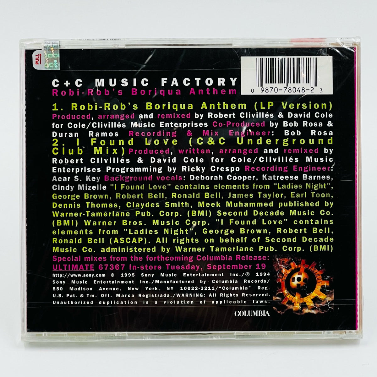 C+C Music Factory – Robi-Rob's Boriqua Anthem/I Found Love CD Single, back cover