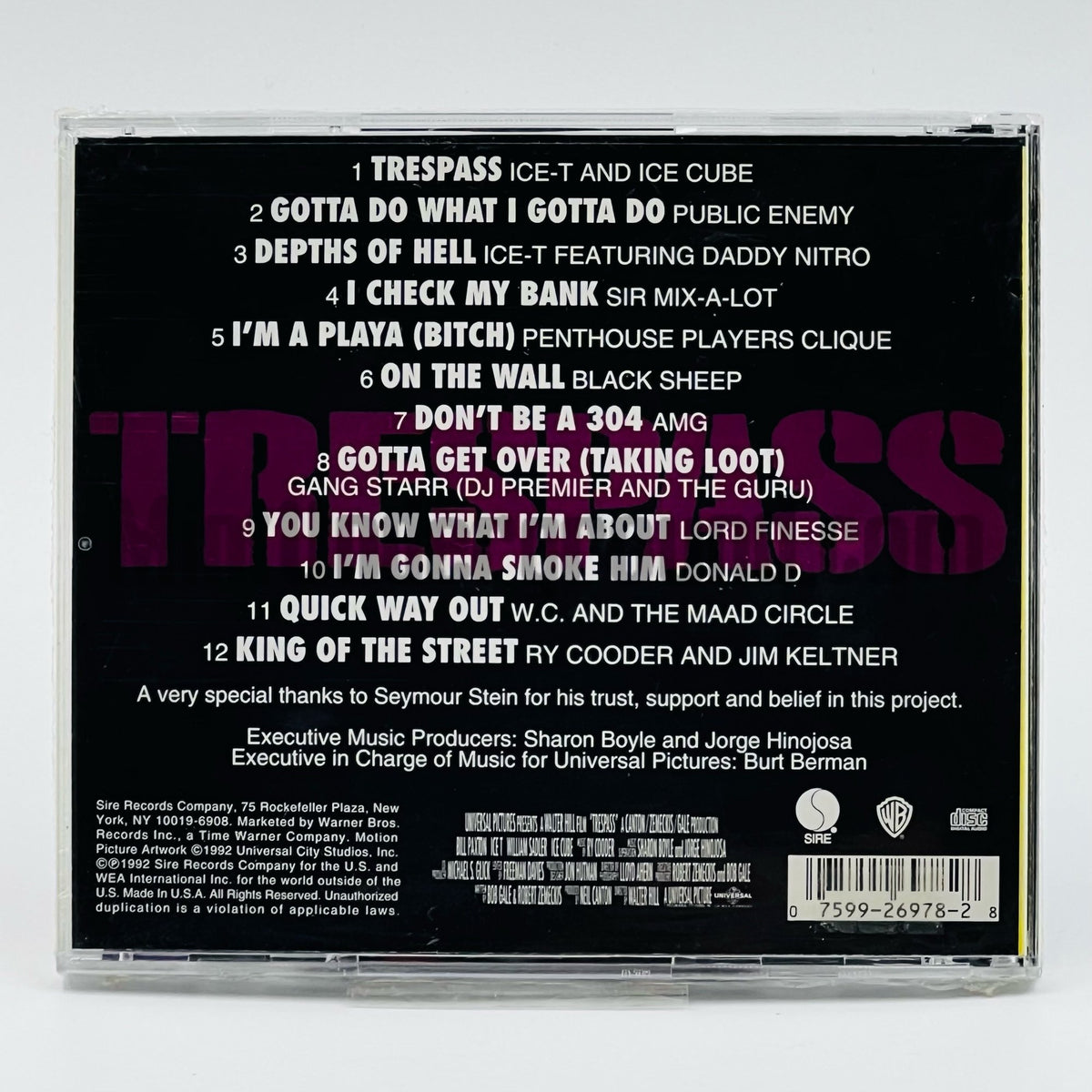 Various Artists – Trespass: Music From The Motion Picture CD, back cover