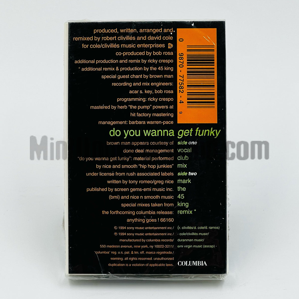 C+C Music Factory – Do You Wanna Get Funky: Cassette Single: 2 Track Cassette, back cover