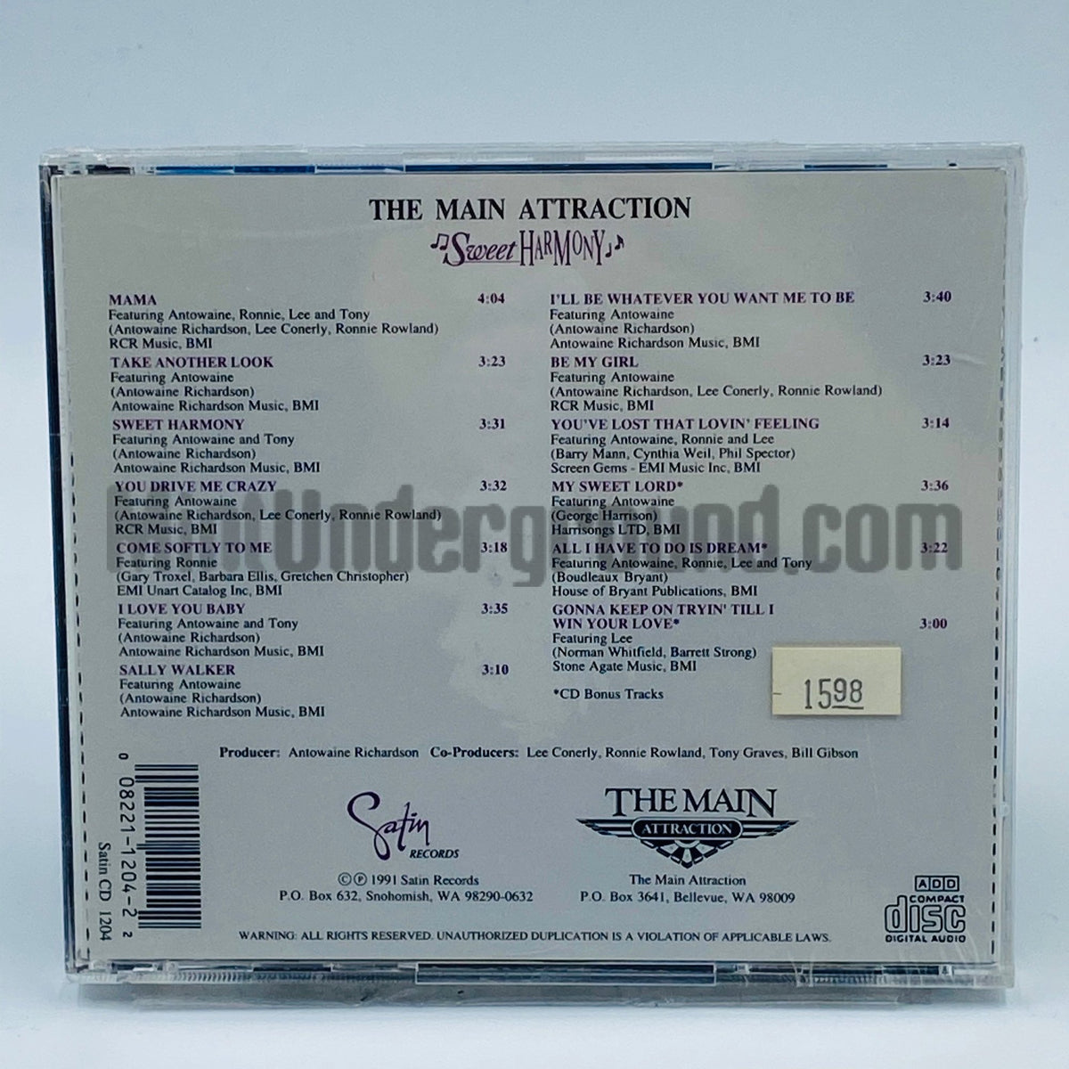 The Main Attraction – Sweet Harmony CD, back cover