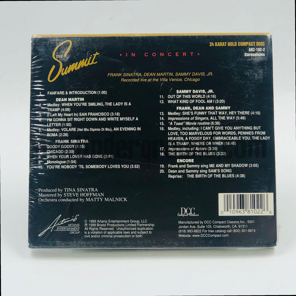 Frank Sinatra, Dean Martin, Sammy Davis Jr. – The Summit - In Concert CD, back cover