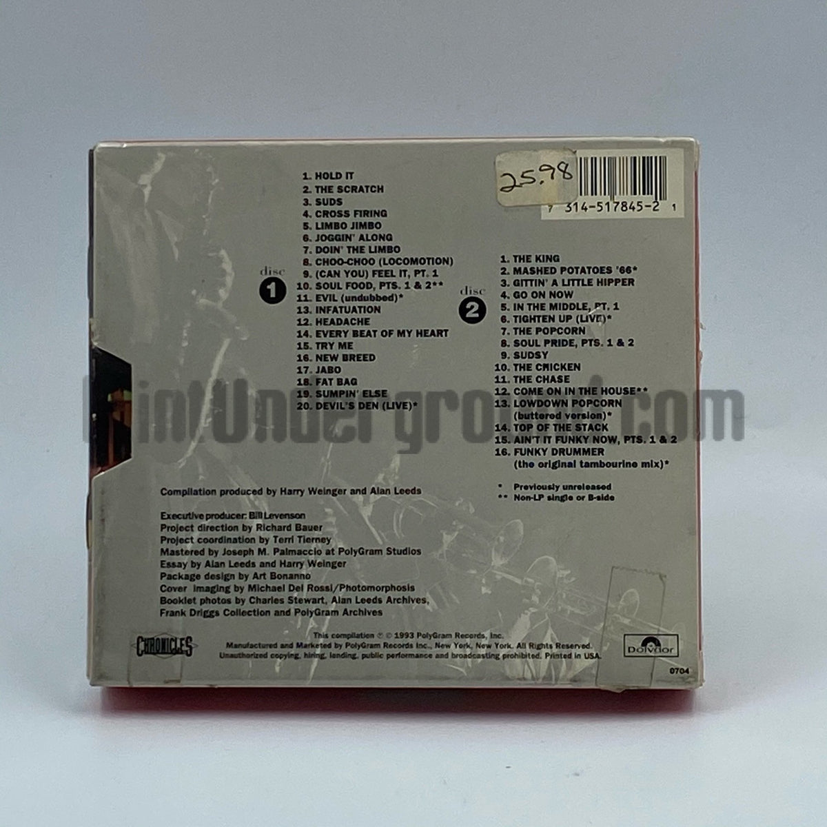 James Brown – Soul Pride: The Instrumentals (1960 - 1969) CD Boxset, back cover