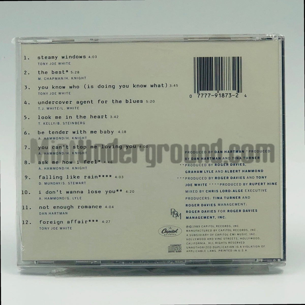 Tina Turner – Foreign Affair CD, back cover
