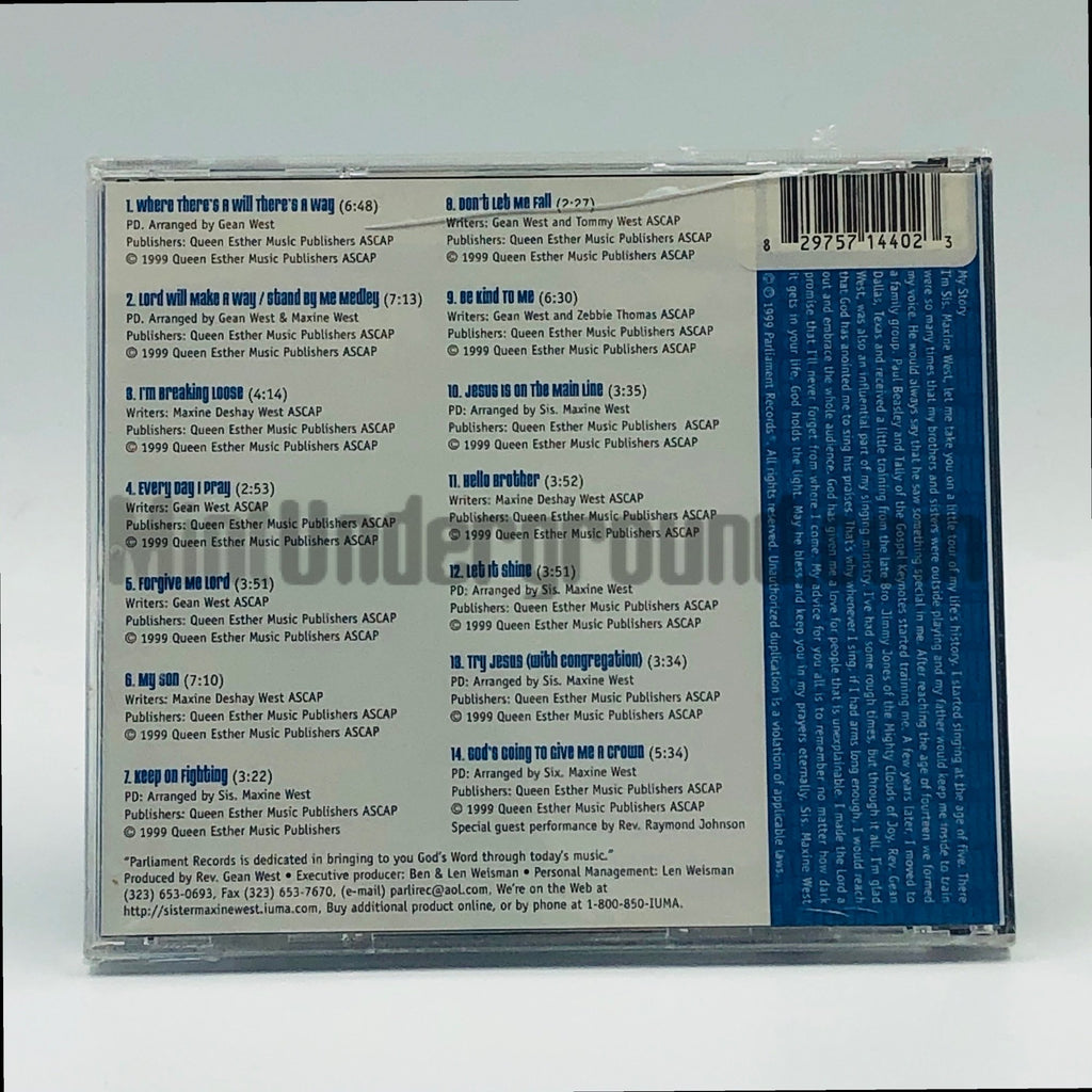 Sister Maxine West – Sister Maxine West CD, back cover