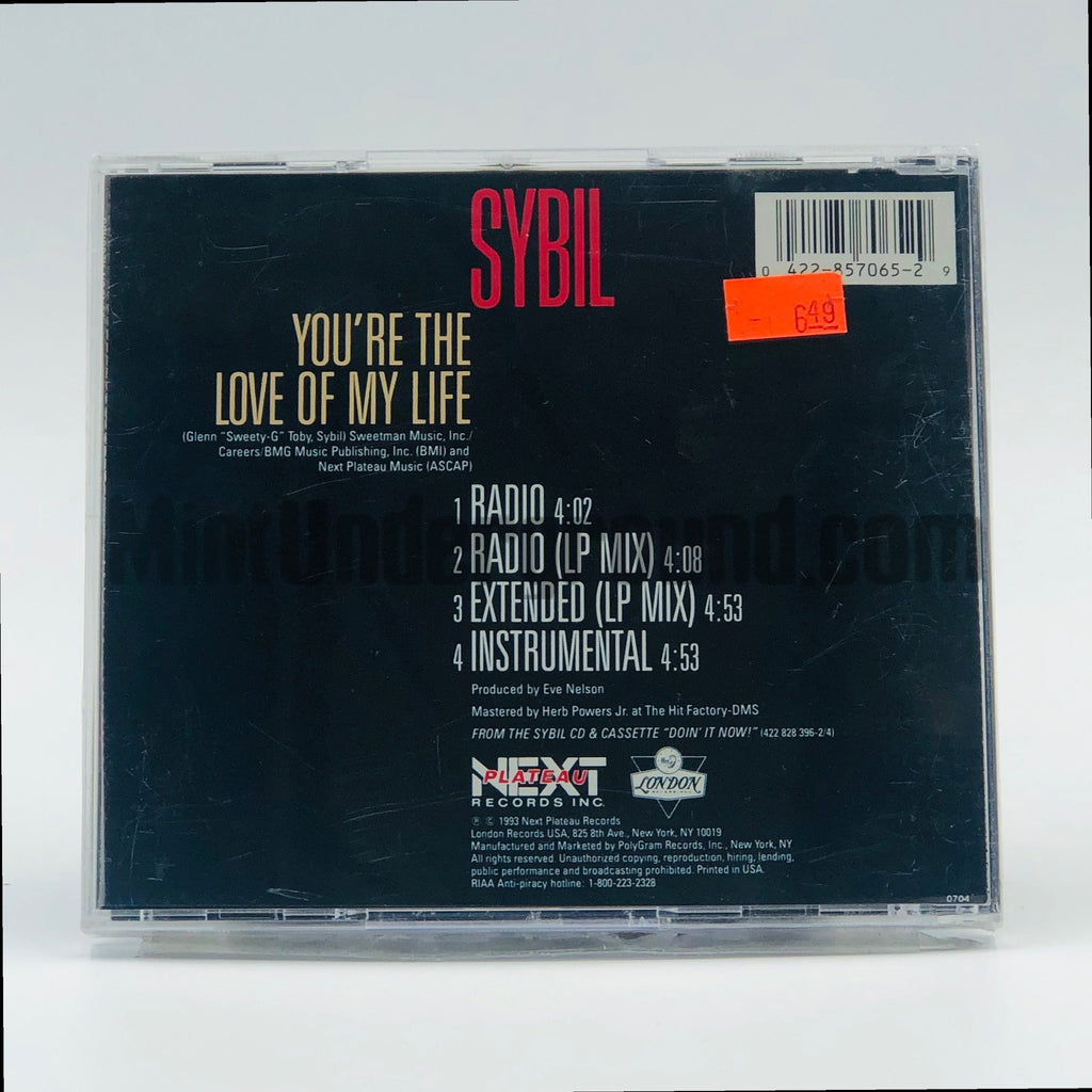 Sybil – You're The Love Of My Life CD Single, back cover