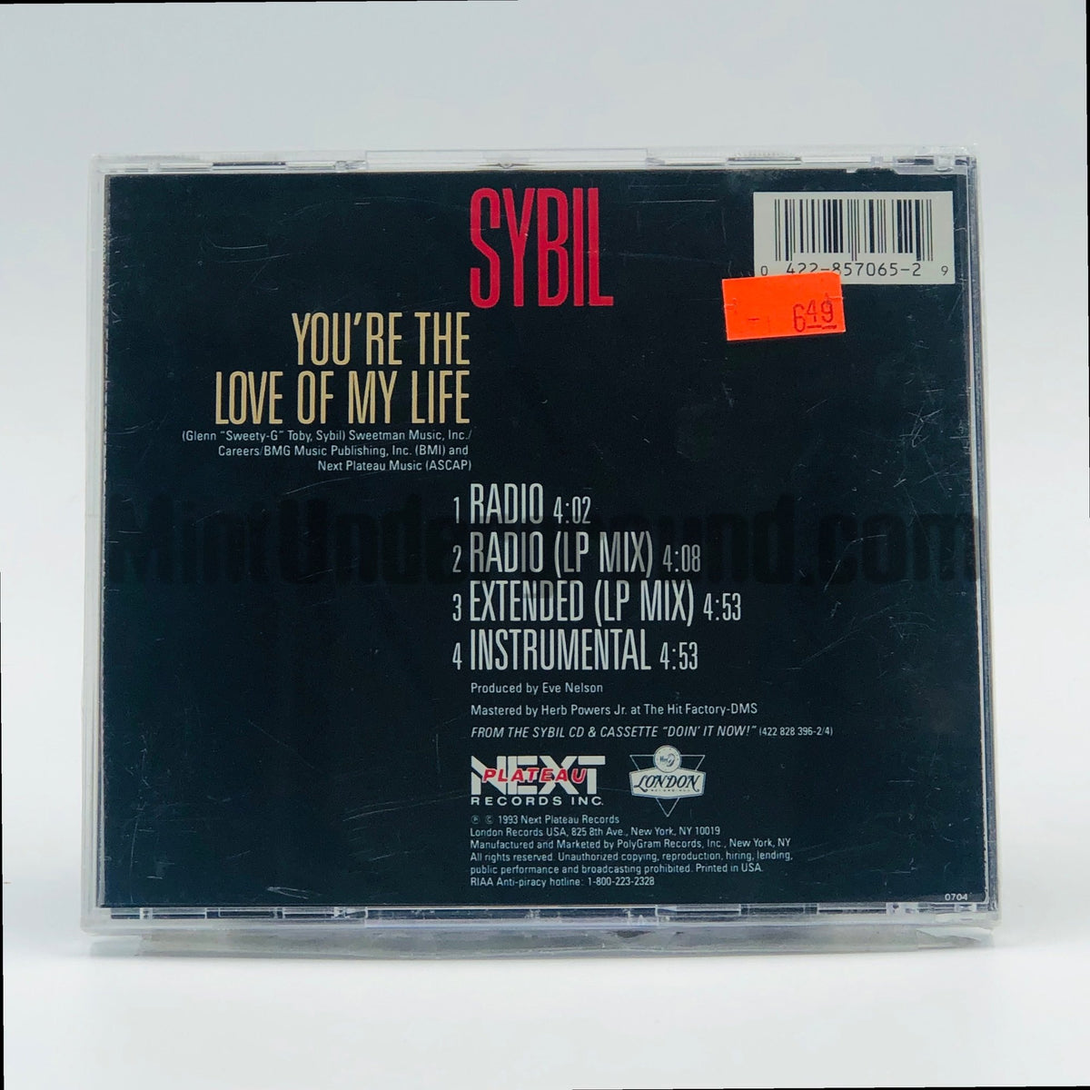 Sybil – You're The Love Of My Life CD Single, back cover