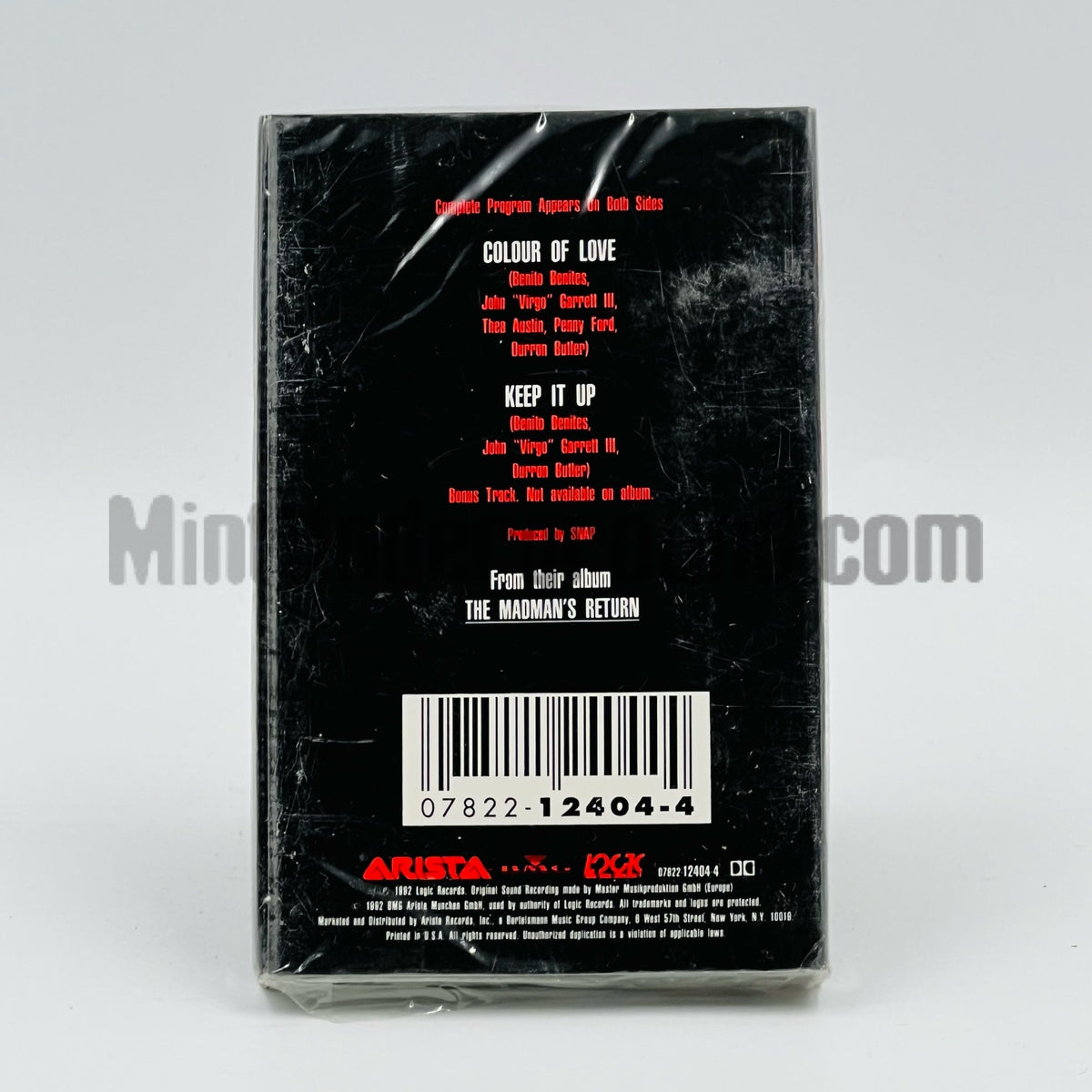 Snap – Colour Of Love Cassette Single, back cover