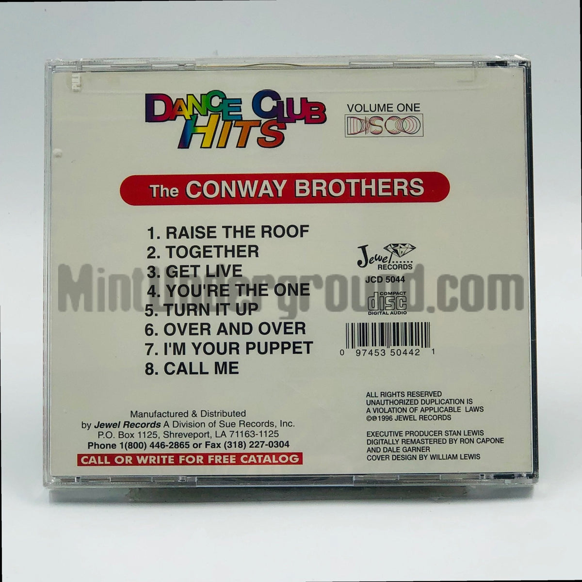 The Conway Brothers – Dance Club Hits Vol. 1 CD, back cover