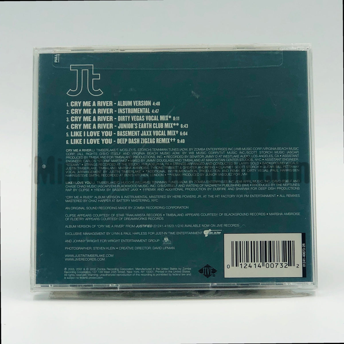 Justin Timberlake – Cry Me A River CD Single, back cover