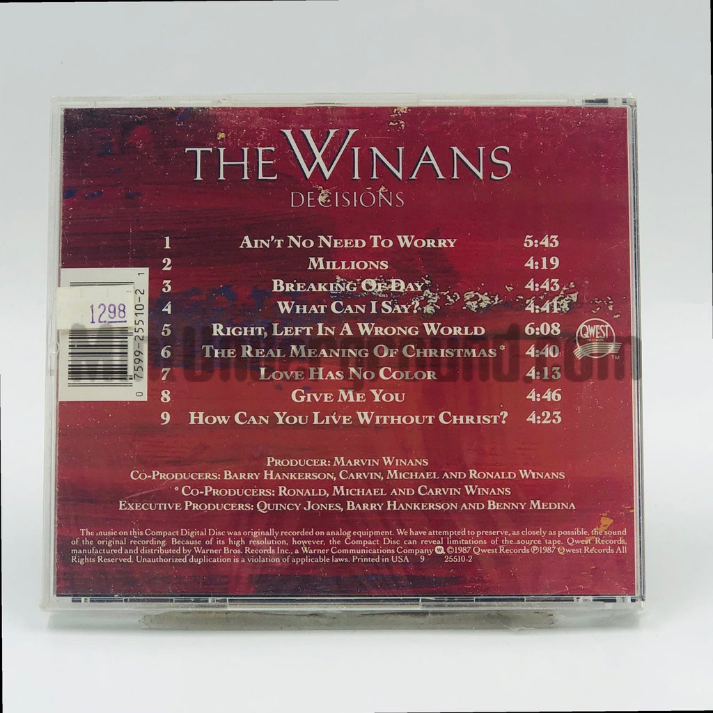 The Winans – Decisions CD, back cover