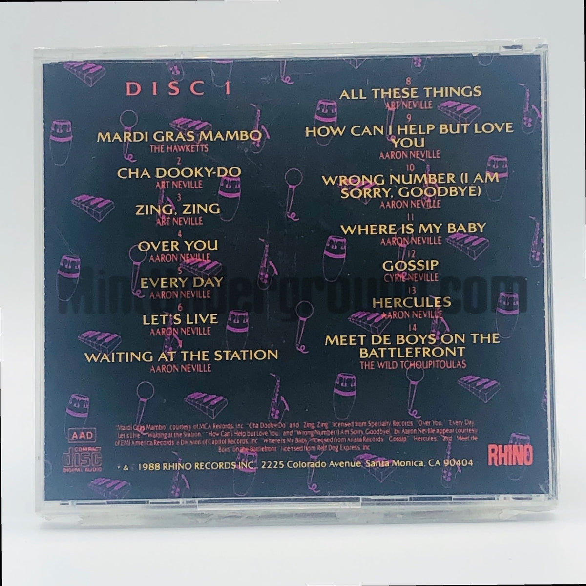 The Neville Brothers – Treacherous: A History Of The Neville Brothers, 1955-1985: Disc 1 & 2 CD, back cover