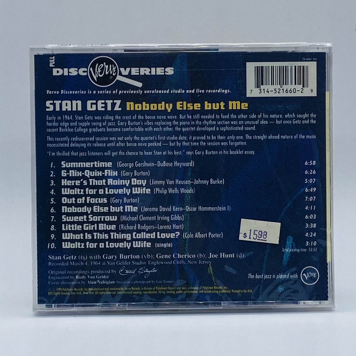 Stan Getz – Nobody Else But Me CD, back cover