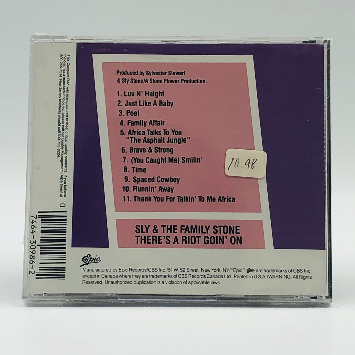 Sly – There's A Riot Goin' On CD, back cover