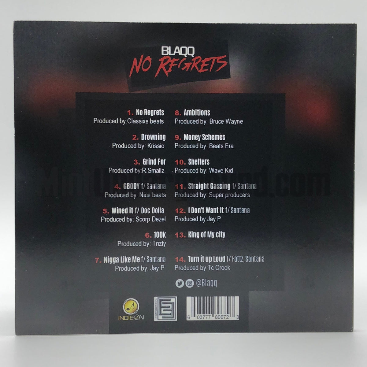 Blaqq – No Regrets CD, back cover