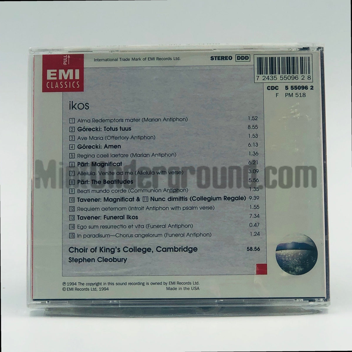 Choir Of King's College/ Cambridge – Ikos CD, back cover
