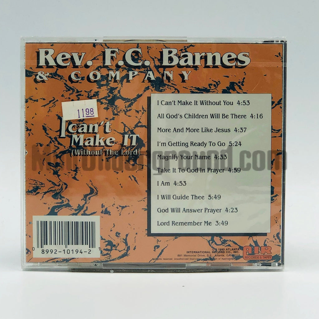 Rev. F.C. Barnes & Company – I Can't Make It (Without The Lord) CD, back cover