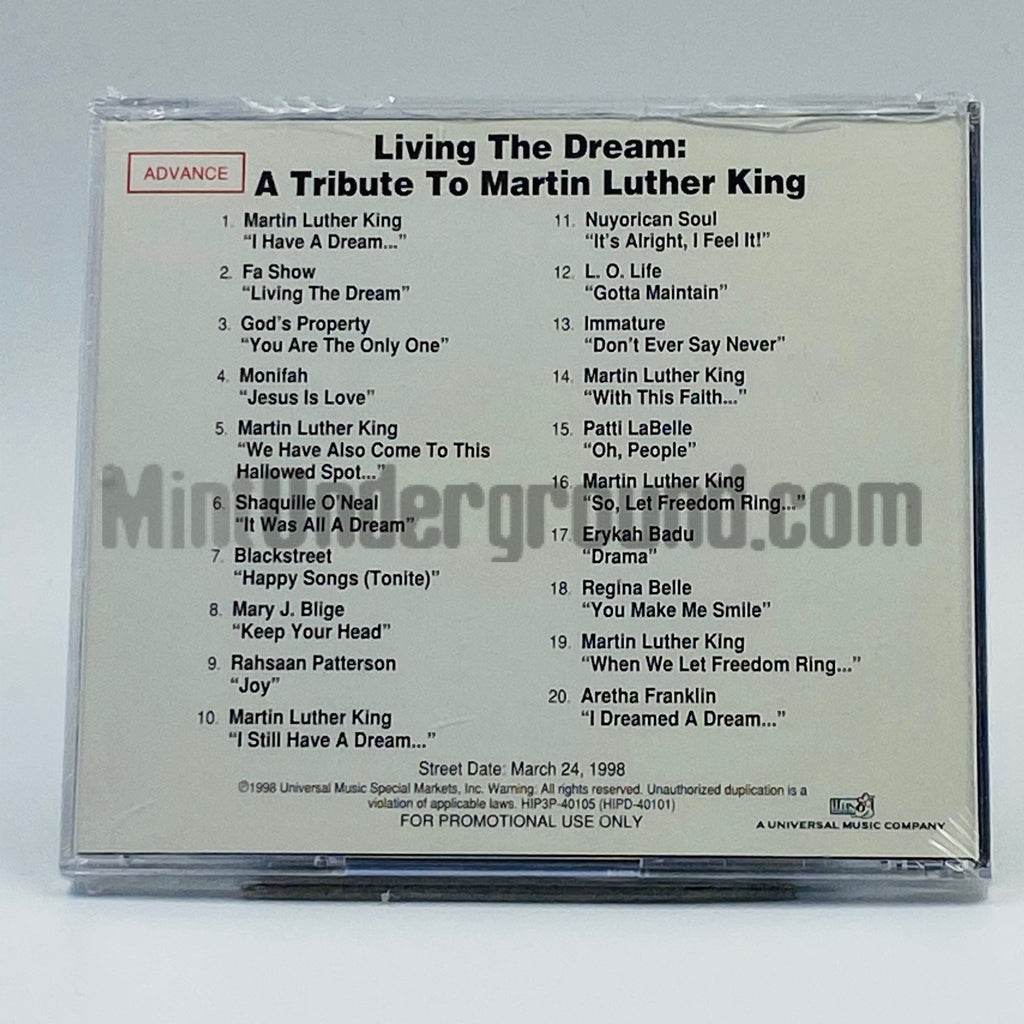 Various Artists – Living The Dream: A Tribute To Martin Luther King CD, back cover