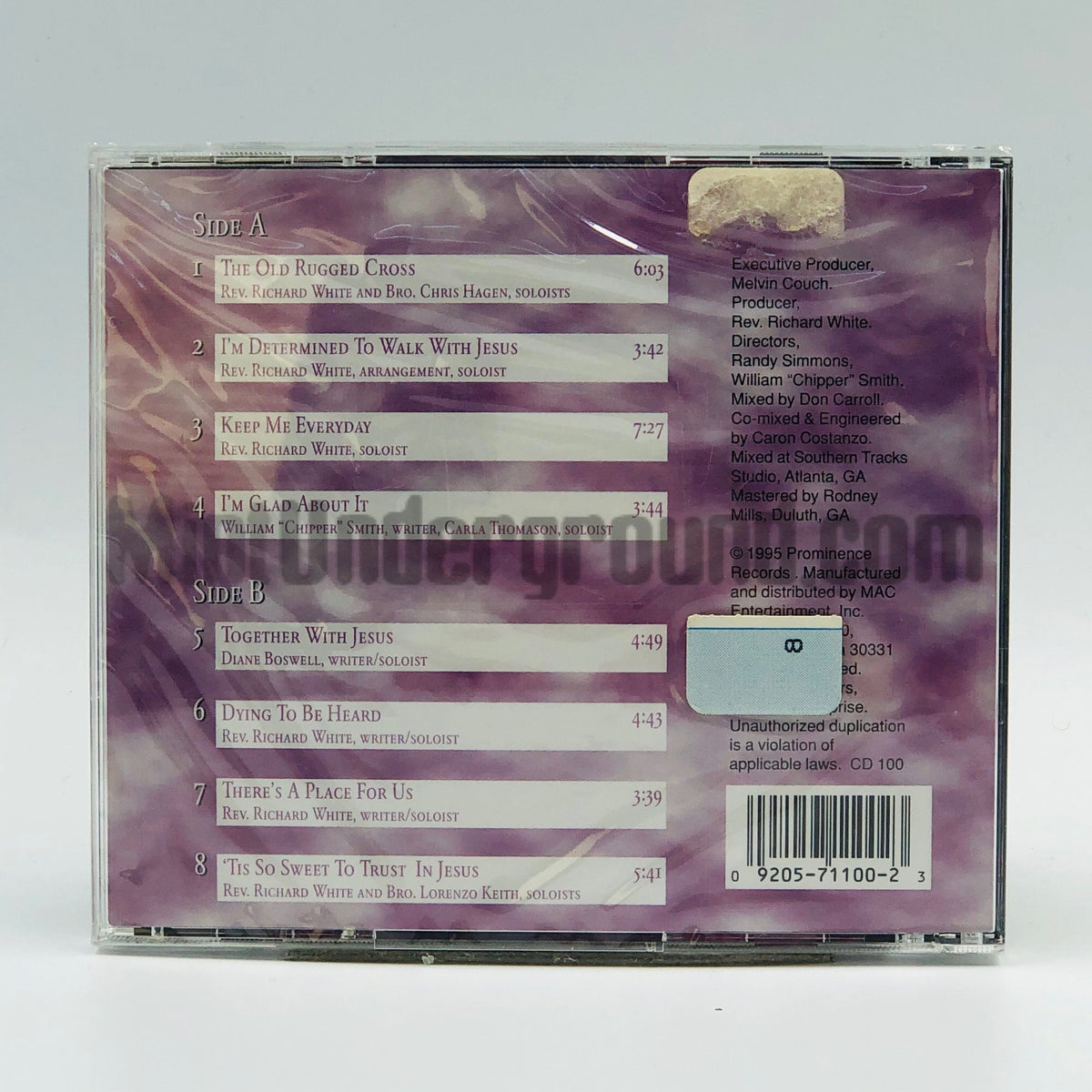Rev. Richard "Mr. Clean" White and The Gospel Temple Church Of God In Christ Mass Choir – The Old Rugged Cross CD, back cover
