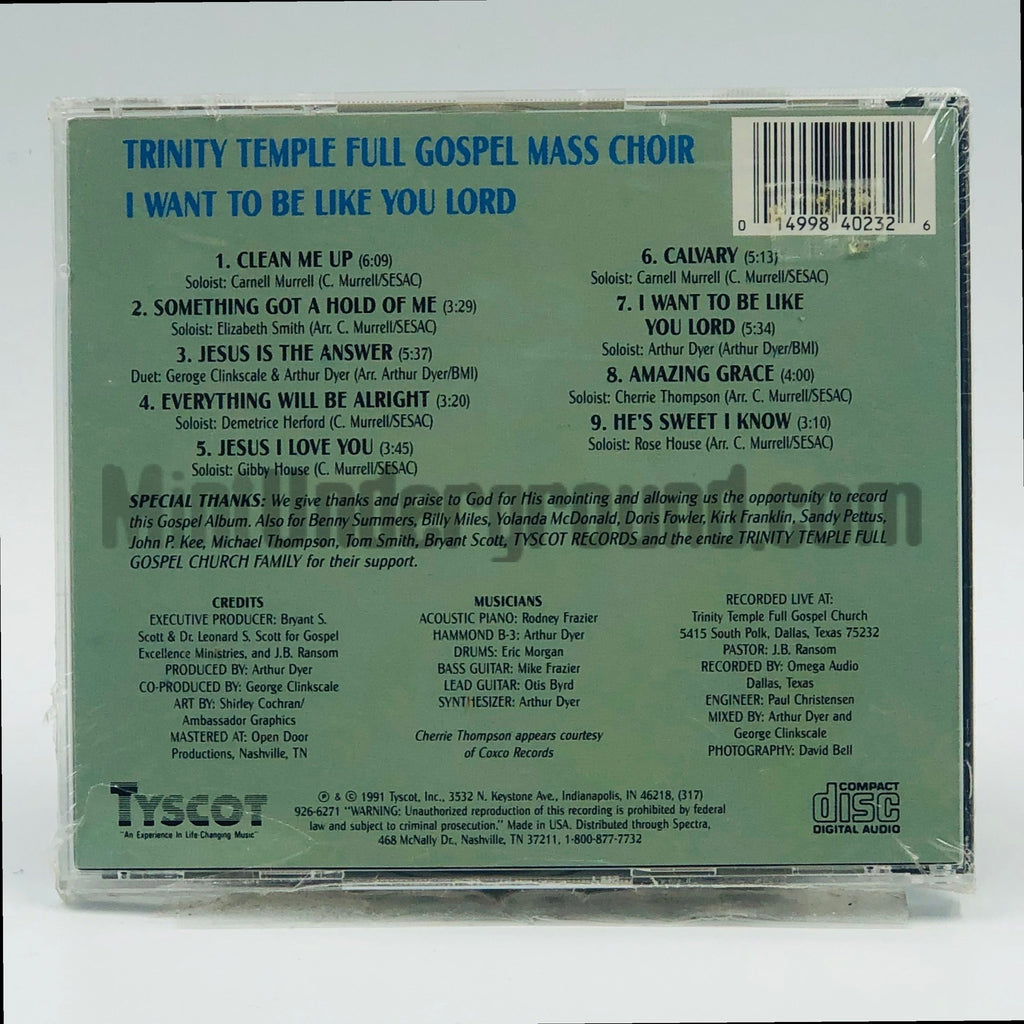 Trinity Temple Full Gospel Mass Choir – I Want To Be Like You Lord CD, back cover