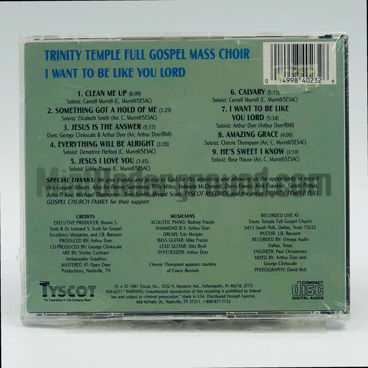 Trinity Temple Full Gospel Mass Choir – I Want To Be Like You Lord CD, back cover