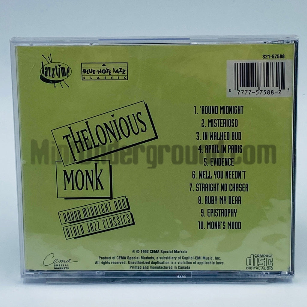 Thelonious Monk – 'Round Midnight And Other Jazz Classics CD, back cover