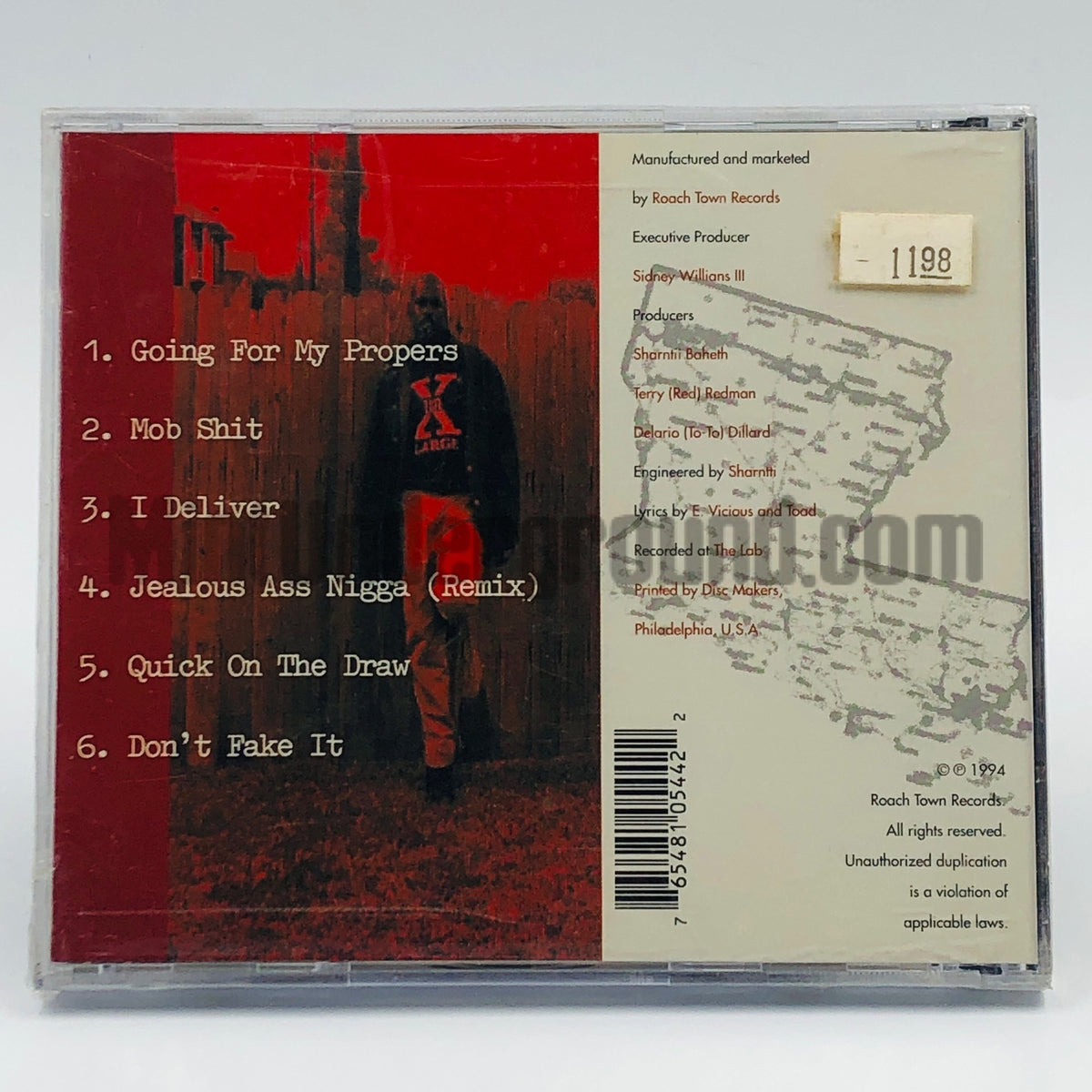 Xtra Large/E. Vicious – Going For My Propers CD, back cover