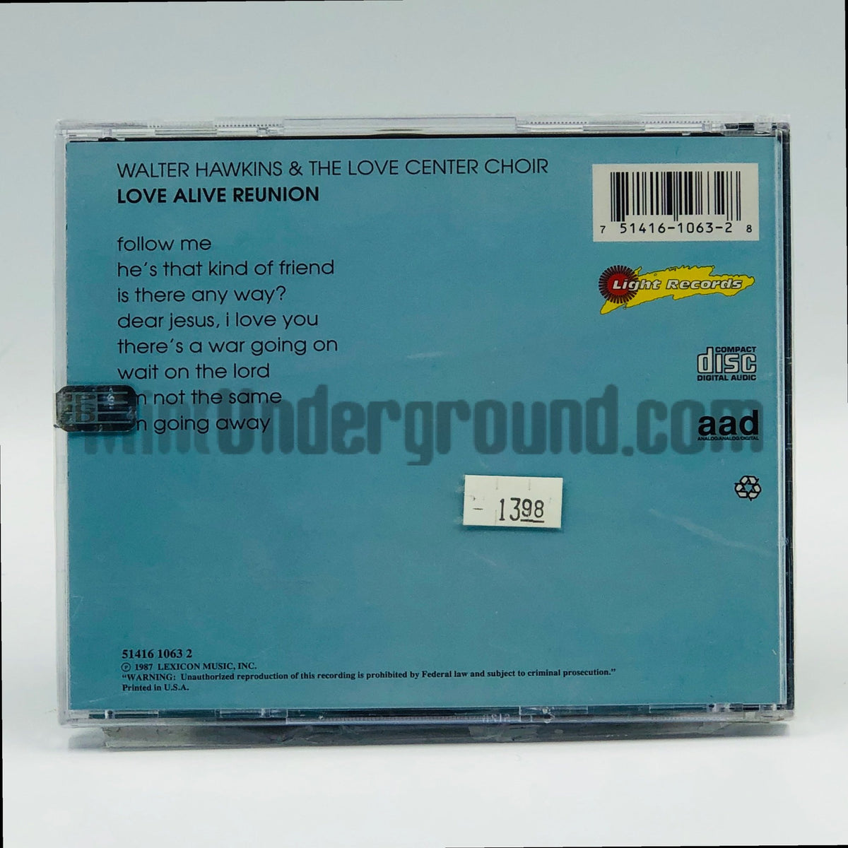 Walter Hawkins & The Love Center Choir – Love Alive Reunion CD, back cover