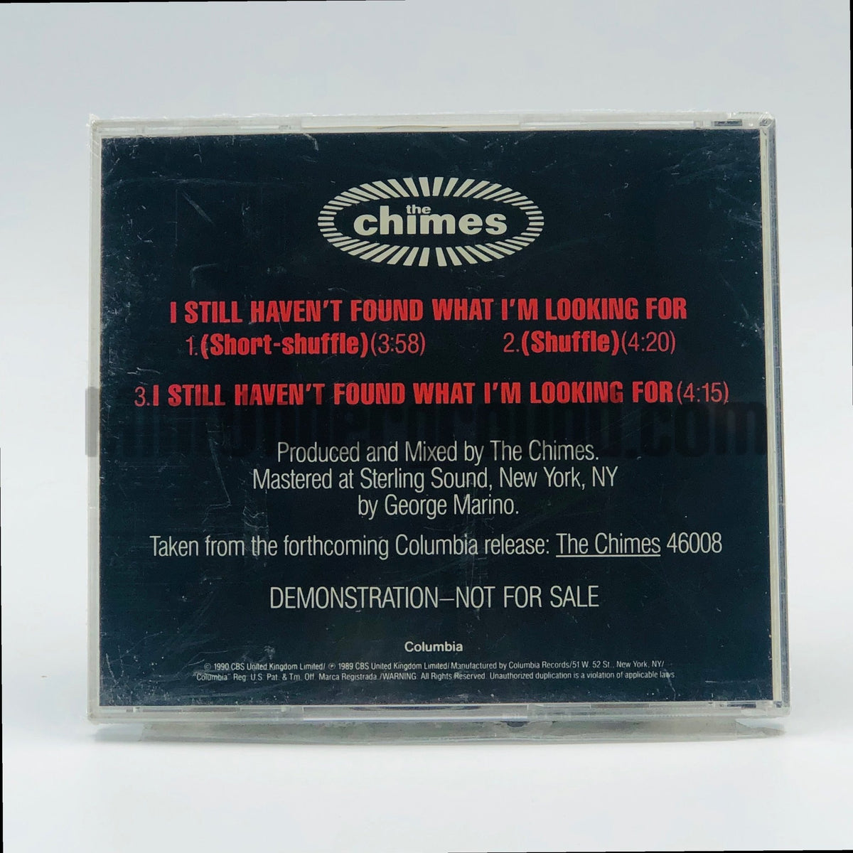 The Chimes – I Still Haven't Found What I'm Looking For CD Single, back cover