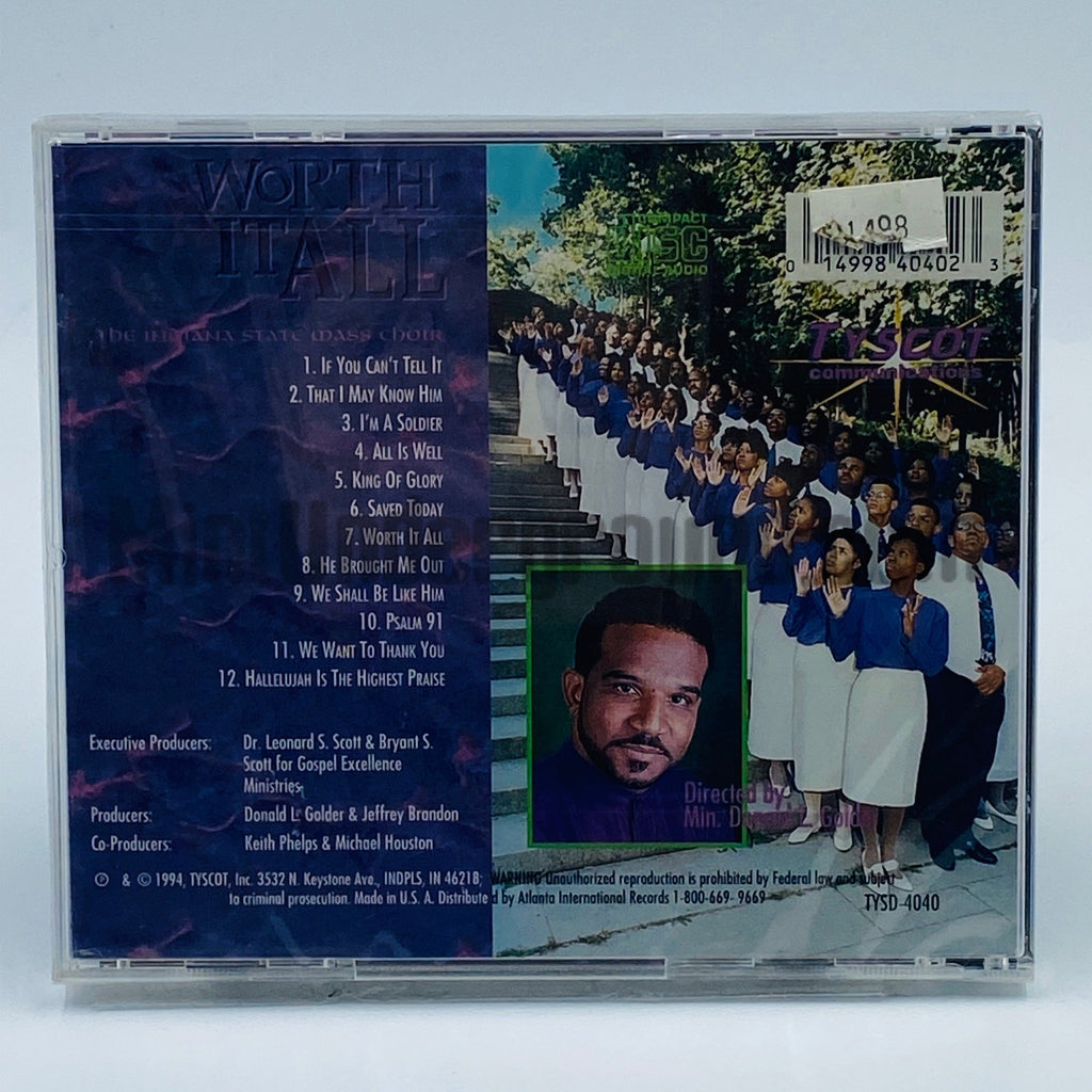 The Indiana State Mass Choir – Worth It All CD, back cover