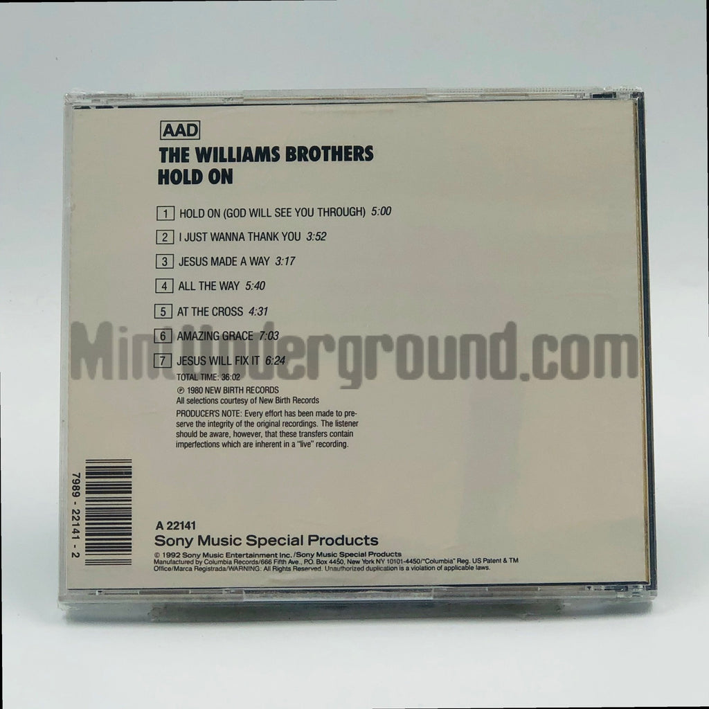 The Williams Brothers – Hold On CD, back cover