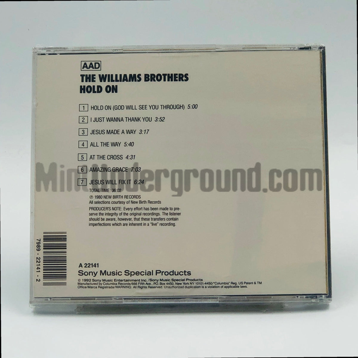 The Williams Brothers – Hold On CD, back cover