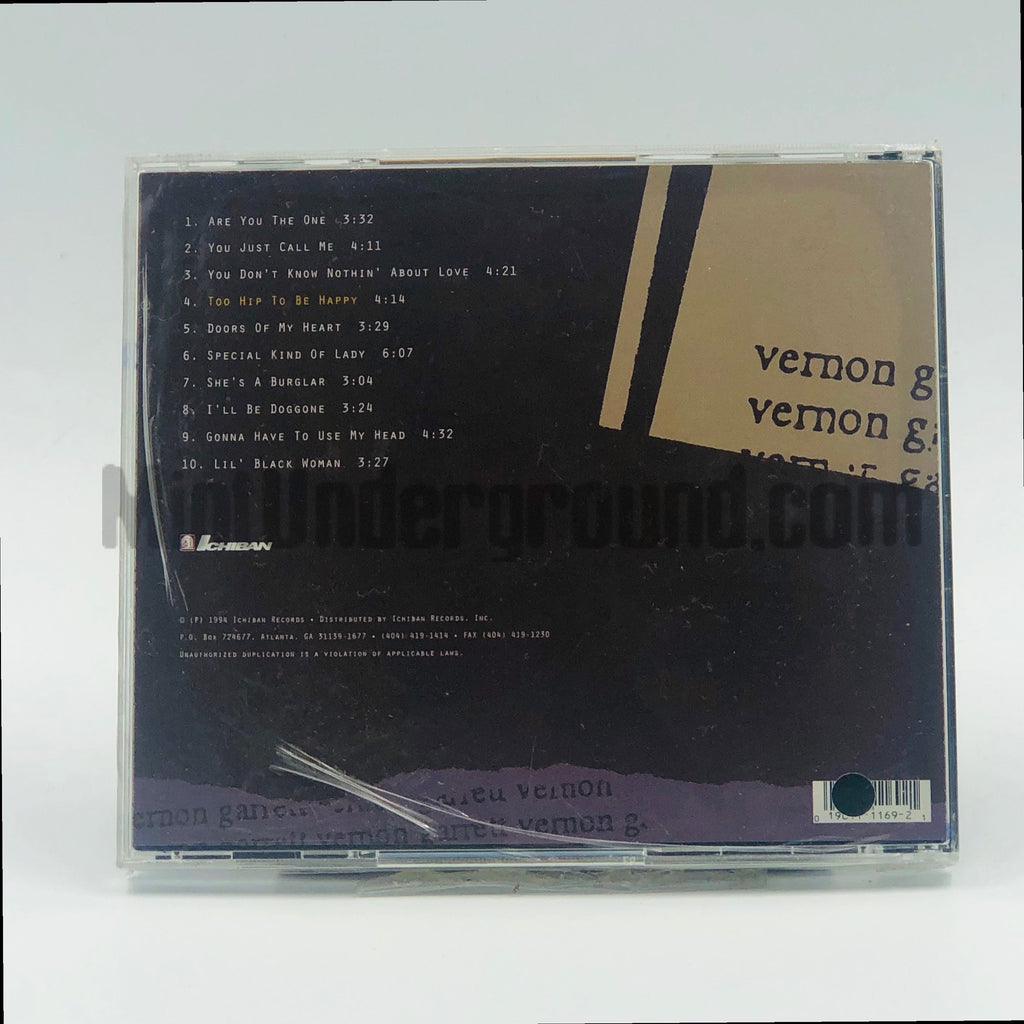 Vernon Garrett – Too Hip To Be Happy CD, back cover
