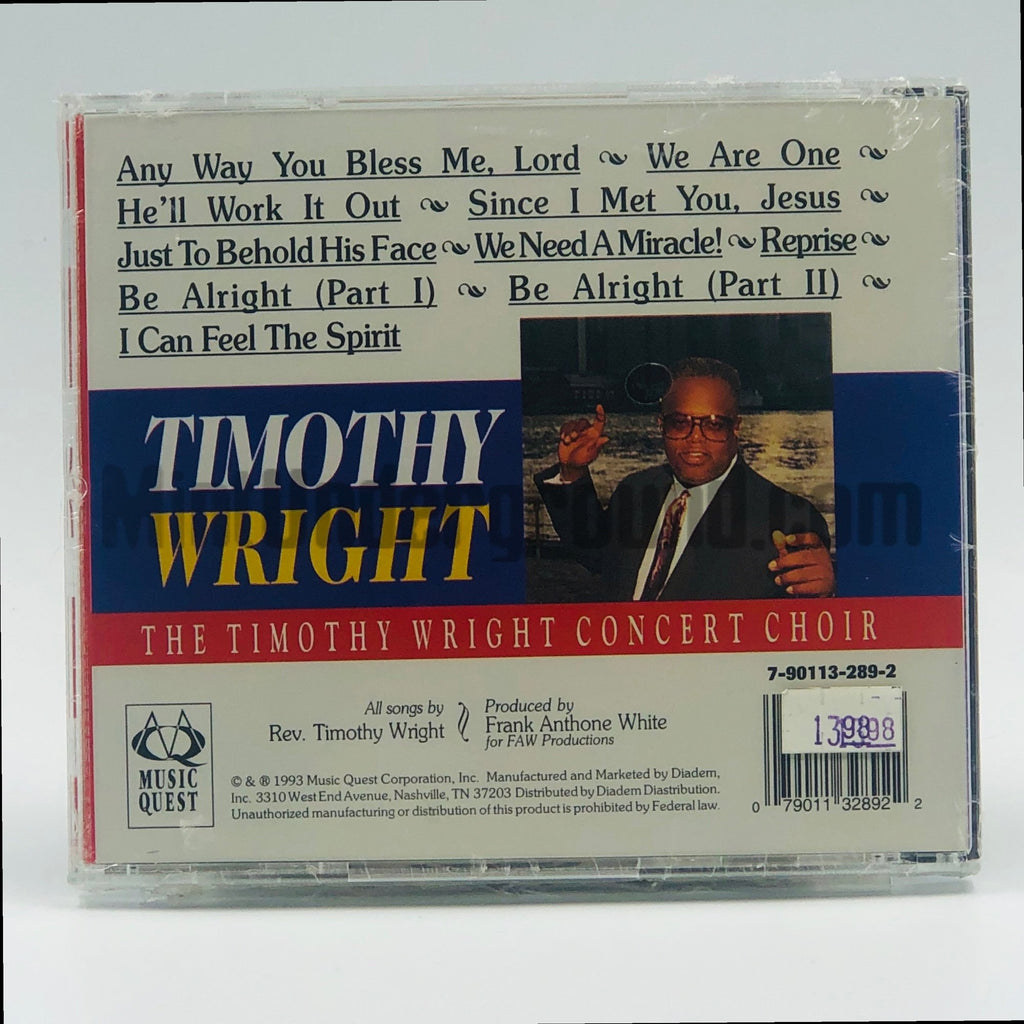 Timothy Wright – We Need A Miracle CD, back cover