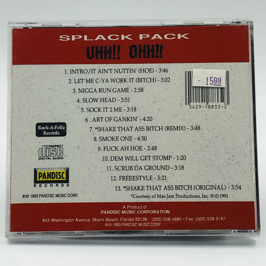 Splack Pack – Uhh!! Ohh!! CD, back cover