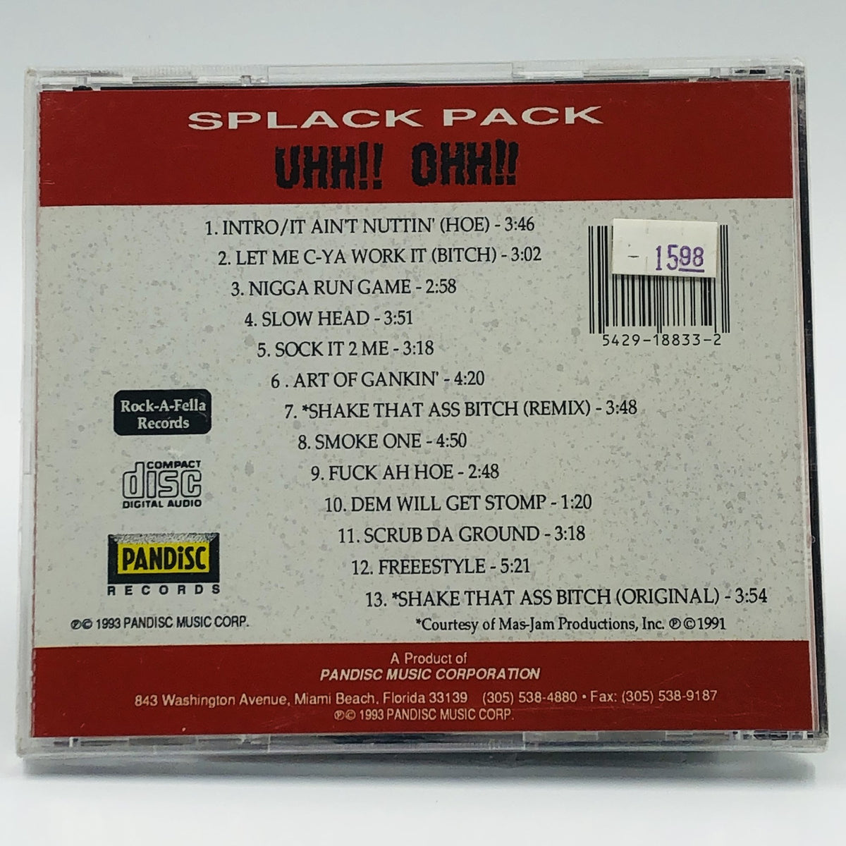 Splack Pack – Uhh!! Ohh!! CD, back cover