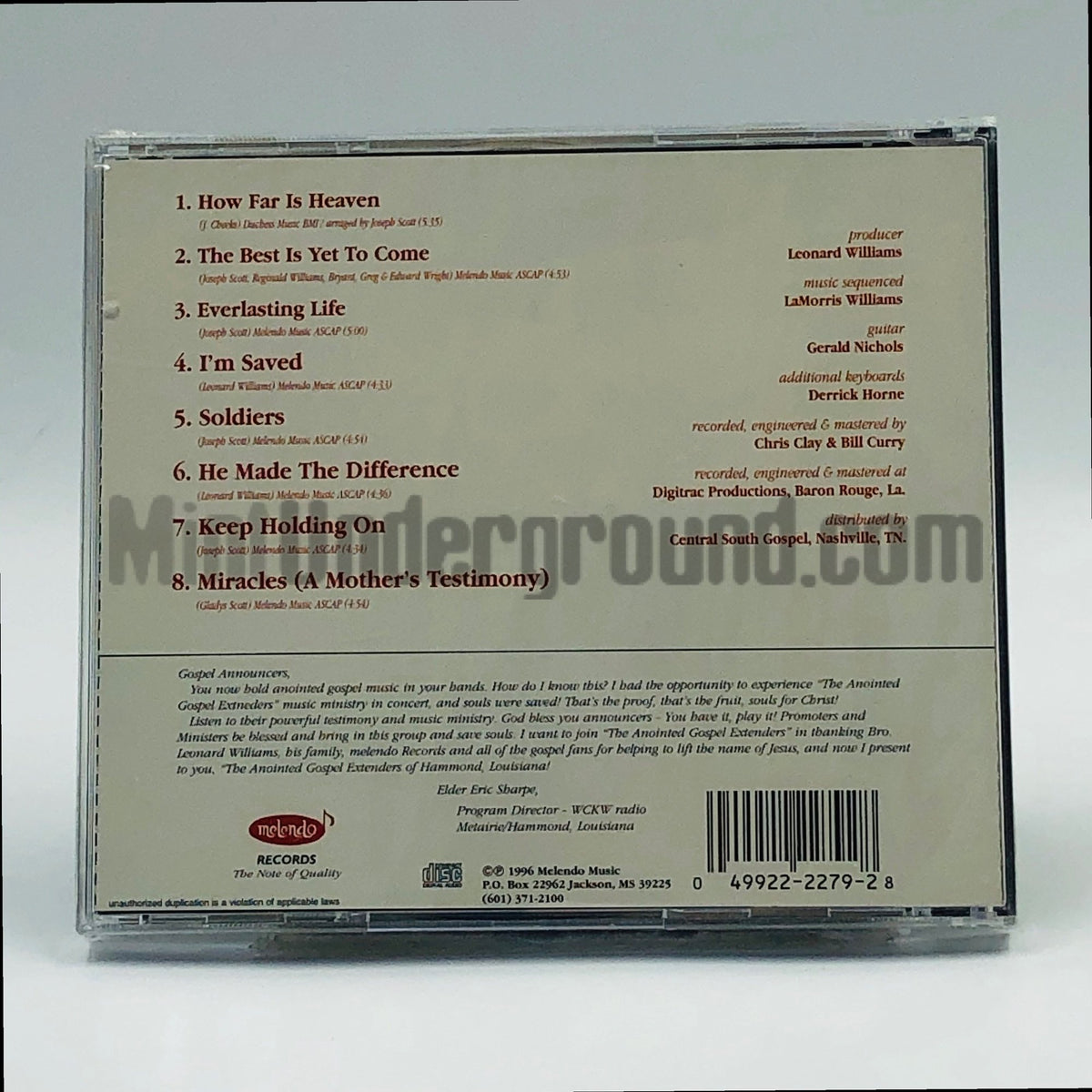 The Anointed Gospel Extenders – How Far Is Heaven? CD, back cover